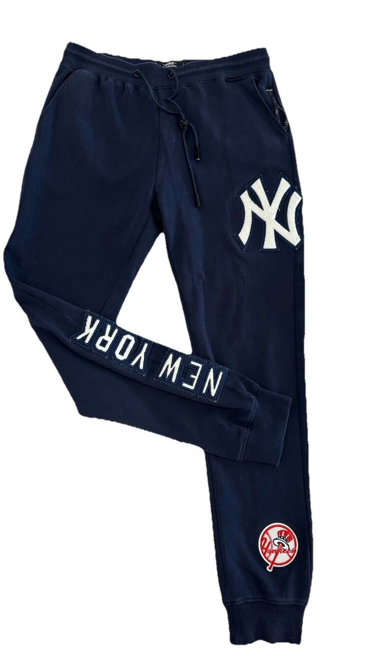 New York Yankees Mens L Pro Standard Blue Embroidered Luxury Joggers Sweat Pants